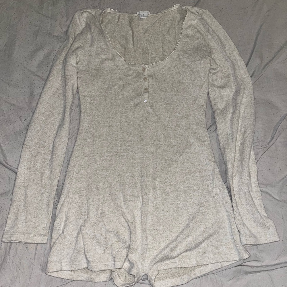 Forever 21 Cream Long Sleeve Romper